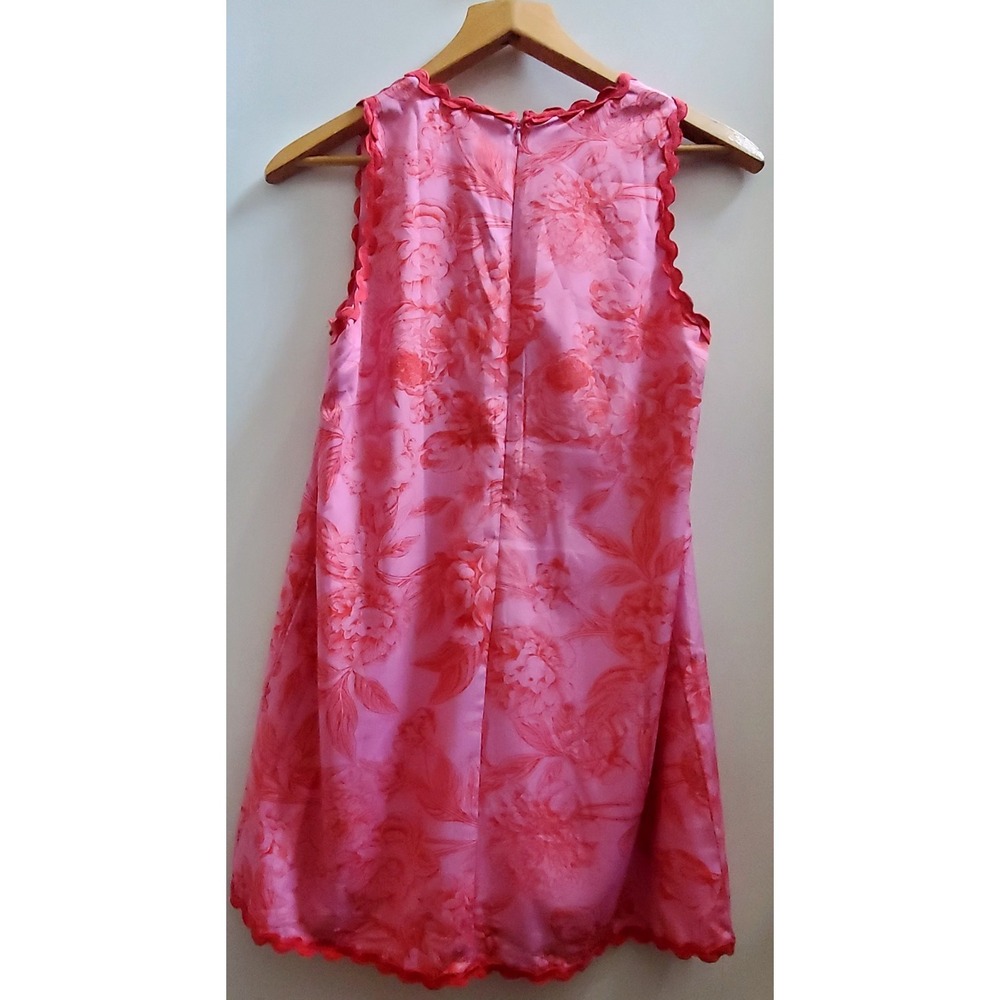 TCEC Dress M Sheath Hamptons M Violet & Red Floral Bric A Brac Trim Pockets Zip - Picture 6 of 10